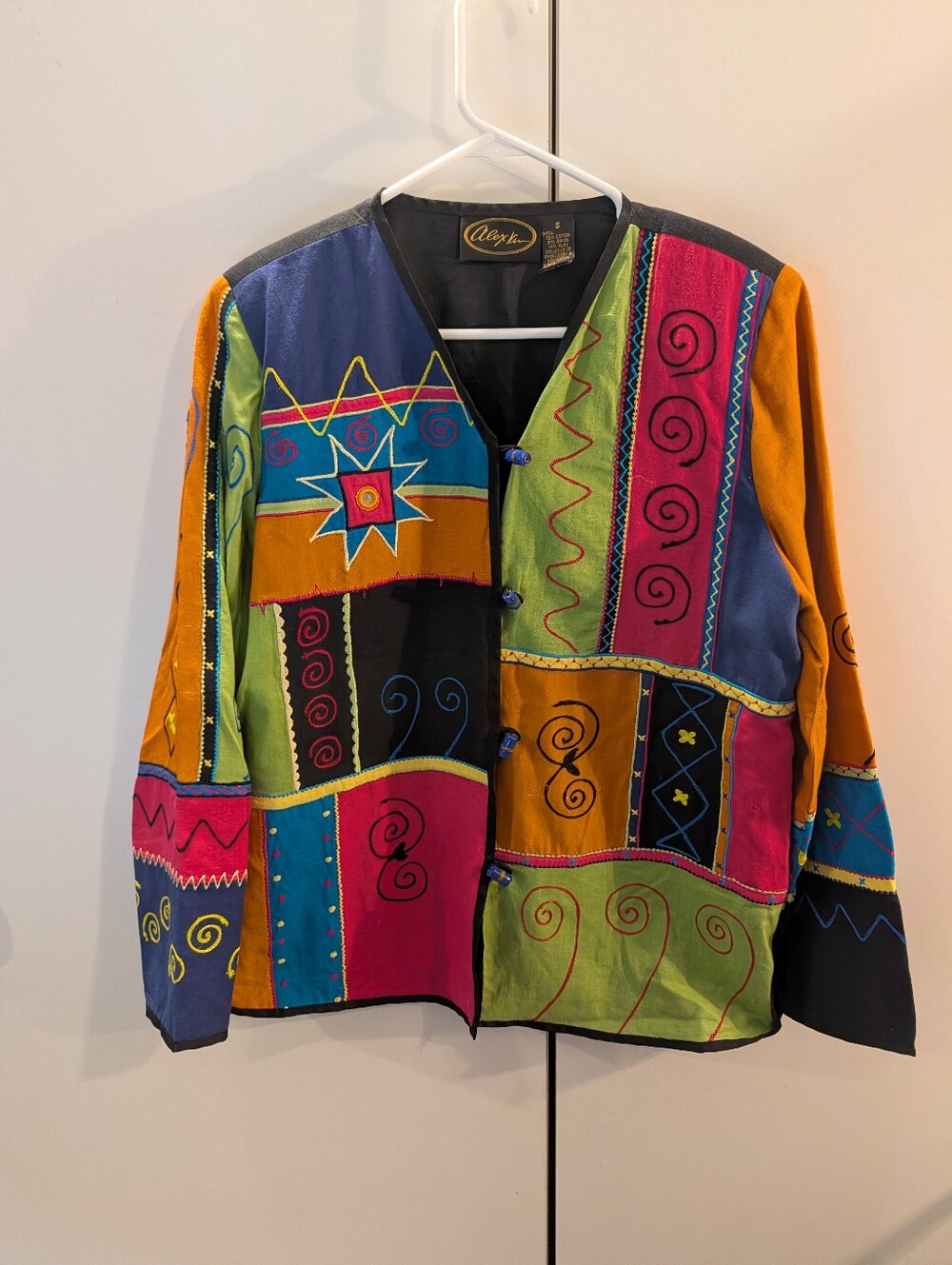 Alex Kim Small Colorblock Embroidered Patchwork Jacket - Multicolor Vibrant
